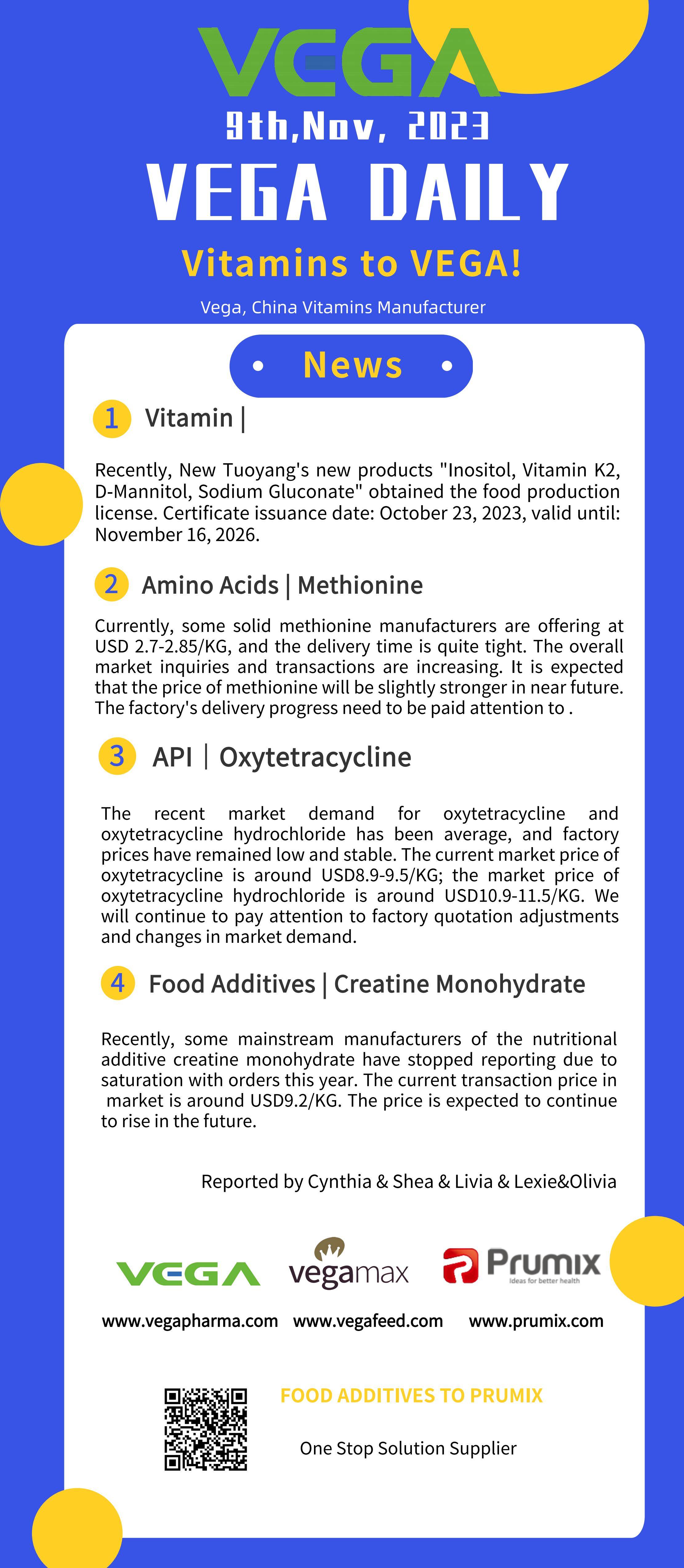 Vega Daily Dated on Nov 9th 2023 Vitamin   Methionine API Food Additives.jpg
